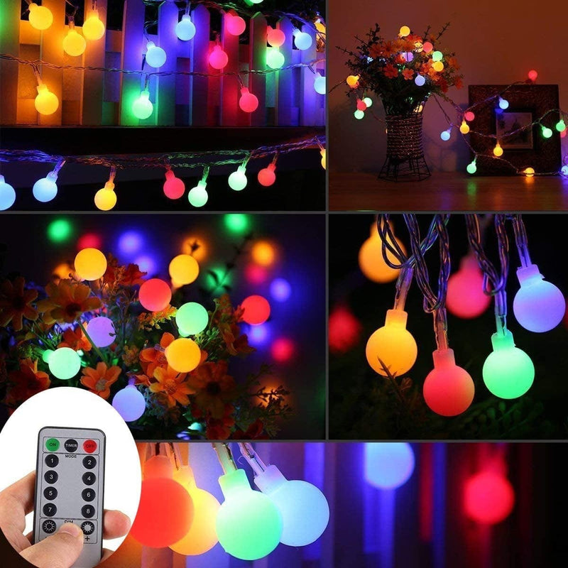 WERTIOO 33Ft 100 Leds Battery Operated String Lights Globe Fairy Lights with Remote Control for Outdoor/Indoor, Tent, Camping, Bedroom,Garden,Christmas Tree[8 Modes,Timer ] (Warm White) Home & Garden > Lighting > Light Ropes & Strings WERTIOO Multicolor  