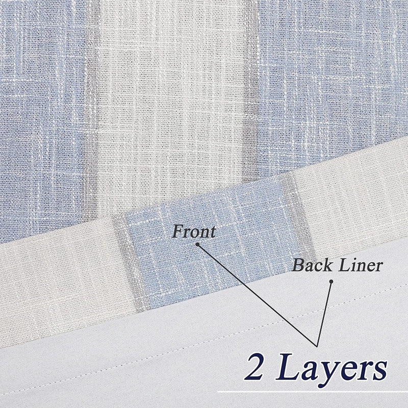 WEST LAKE Blue and Beige 100% Blackout Farmhouse Curtain 84 Inches Long Thermal Insulated Grommet Blackout Window Treatment Blue White Vertical Striped for Bedroom,Living Room,50" Wx84 L,1 Panel Home & Garden > Decor > Window Treatments > Curtains & Drapes WEST LAKE   