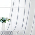 WEST LAKE Stripe Linen Sheer Curtain Grommets Top Pinstripes Rustic Farmhouse Semi Sheer Window Treatment Sets for Dining, Living Room, Bedroom, Gray and White Stripe, 52''X95'', 2 Pieces Home & Garden > Decor > Window Treatments > Curtains & Drapes WEST LAKE Blue 52''x95''x2 