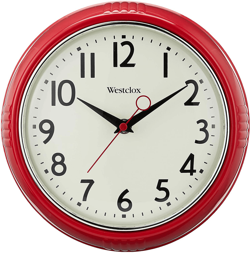 Westclox Retro 1950 Kitchen Wall Clock, 9.5-Inch, Red Home & Garden > Decor > Clocks > Wall Clocks Westclox   
