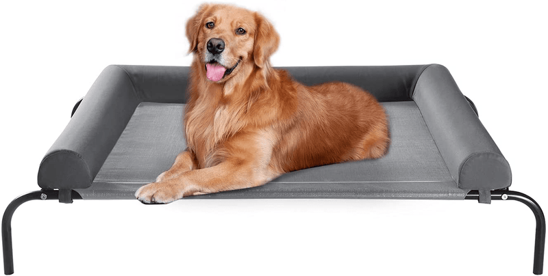 Western Home Elevated Dog Bed Cot with Bolster , Raised Outdoor Dog Bed for Large Dogs, Slightly Chew Proof Cooling Washable Pet Cot with Breathable Mesh, Skid-Resistant Feet, Grey Animals & Pet Supplies > Pet Supplies > Dog Supplies > Dog Beds WESTERN HOME WH Grey X-Large-48.25"L x 35.5"W x 8"H 