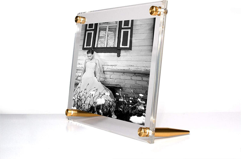 Wexel Art 7X9-Inch Diamond Polished Beveled Edge Framing Grade Acrylic Tabletop Floating Frame with Graphite Hardware for 5X7-Inch Art & Photos Home & Garden > Decor > Picture Frames Wexel Art Gold Hardware 4x6-Inch Art & Photos 