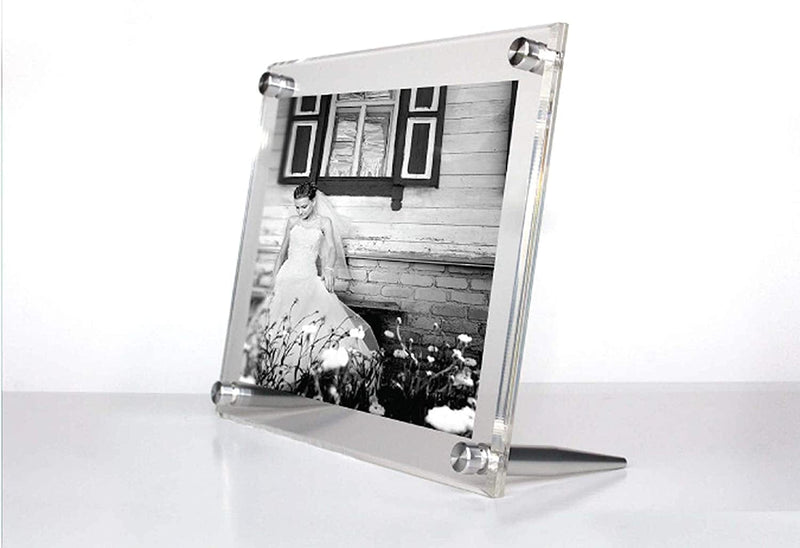 Wexel Art 7X9-Inch Diamond Polished Beveled Edge Framing Grade Acrylic Tabletop Floating Frame with Graphite Hardware for 5X7-Inch Art & Photos Home & Garden > Decor > Picture Frames Wexel Art Silver Hardware 5x7-Inch Art & Photos 