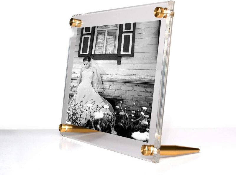 Wexel Art 7X9-Inch Diamond Polished Beveled Edge Framing Grade Acrylic Tabletop Floating Frame with Graphite Hardware for 5X7-Inch Art & Photos Home & Garden > Decor > Picture Frames Wexel Art Gold Hardware 5x7-Inch Art & Photos 