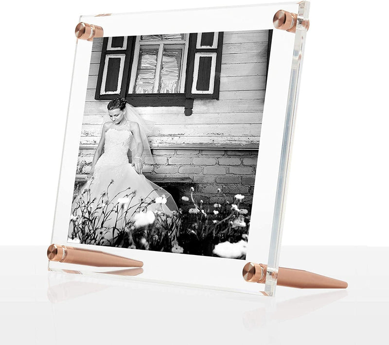 Wexel Art 7X9-Inch Diamond Polished Beveled Edge Framing Grade Acrylic Tabletop Floating Frame with Graphite Hardware for 5X7-Inch Art & Photos Home & Garden > Decor > Picture Frames Wexel Art Rose Gold Hardware 5x7-Inch Art & Photos 