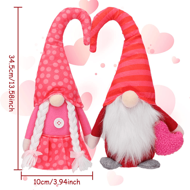 Whaline 2Pcs Valentine'S Day Gnome Decorations Cute Soft Heart Red Gnome Doll Mr & Mrs Handmade Swedish Tomte Decor for Home Tabletop Ornaments Sweet Valentine'S Birthday Present Home & Garden > Decor > Seasonal & Holiday Decorations Whaline   