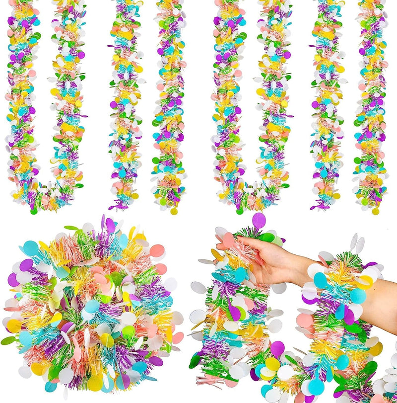 Whaline 4Pcs Easter Tinsel Garland 26Ft Colorful Tinsel Twist with Confetti Spring Hanging Tinsel Ornament Decoration for Holiday Door Tree Mantel Window Outdoor Party Supplies Home & Garden > Decor > Seasonal & Holiday Decorations Whaline   