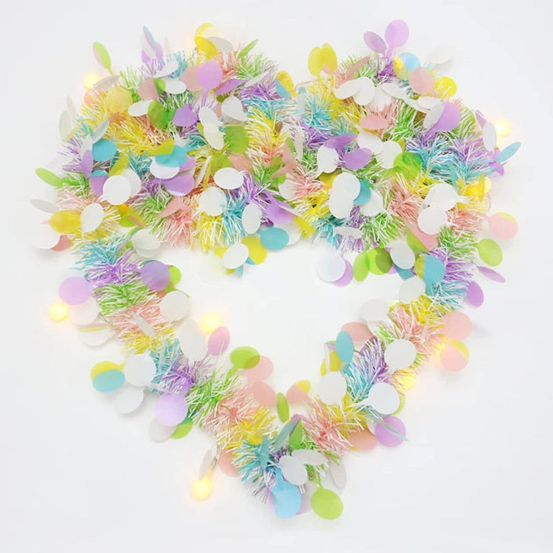 Whaline 4Pcs Easter Tinsel Garland 26Ft Colorful Tinsel Twist with Confetti Spring Hanging Tinsel Ornament Decoration for Holiday Door Tree Mantel Window Outdoor Party Supplies Home & Garden > Decor > Seasonal & Holiday Decorations Whaline   