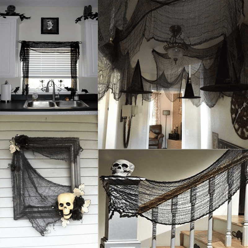 Whaline Halloween Black Creepy Cloth 276 x 87 inch Spooky Halloween Decoration for Haunted Houses Party Supplies Arts & Entertainment > Party & Celebration > Party Supplies Whaline   