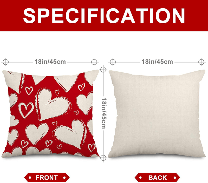 Whaline Happy Valentine'S Day Pillow Covers Heart Buffalo Plaid Throw Cushion Cover Red White Love You Most Pillow Case for Farmhouse Home Office Sofa Bed Party Decoration, 18 X 18Inch, Set of 4 Home & Garden > Decor > Chair & Sofa Cushions Whaline   