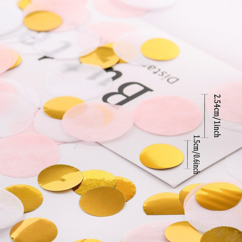 Whaline round Tissue Confetti 6000 Pcs Paper Table Wedding Confetti Dots for Christmas, Wedding,Birthday Party,Baby Shower,Valentine'S Day and Balloon Decorations,1 Inch (Pink,White, Gold) Home & Garden > Decor > Seasonal & Holiday Decorations Whaline   