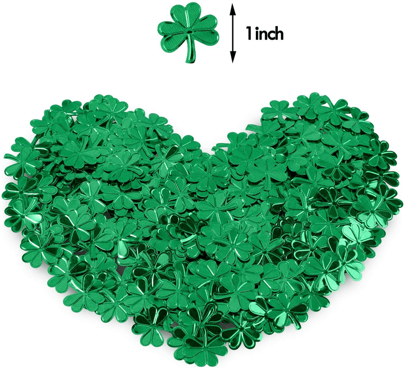 Whaline St Patricks Day Table Decorations, 100 Pcs Plastic Good Luck Coins and 1 Oz Shamrock Clover Confetti Table Sprinkles for Irish St Patricks Party Decoration Favors Supplies