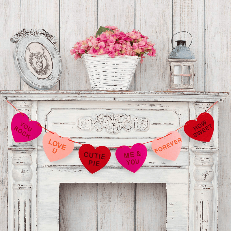 Whaline Valentine'S Day Felt Heart Garland Banner for Indoor Outdoor Wedding Engagement Anniversary Party Favor(9.8 Feet) Arts & Entertainment > Party & Celebration > Party Supplies Whaline   