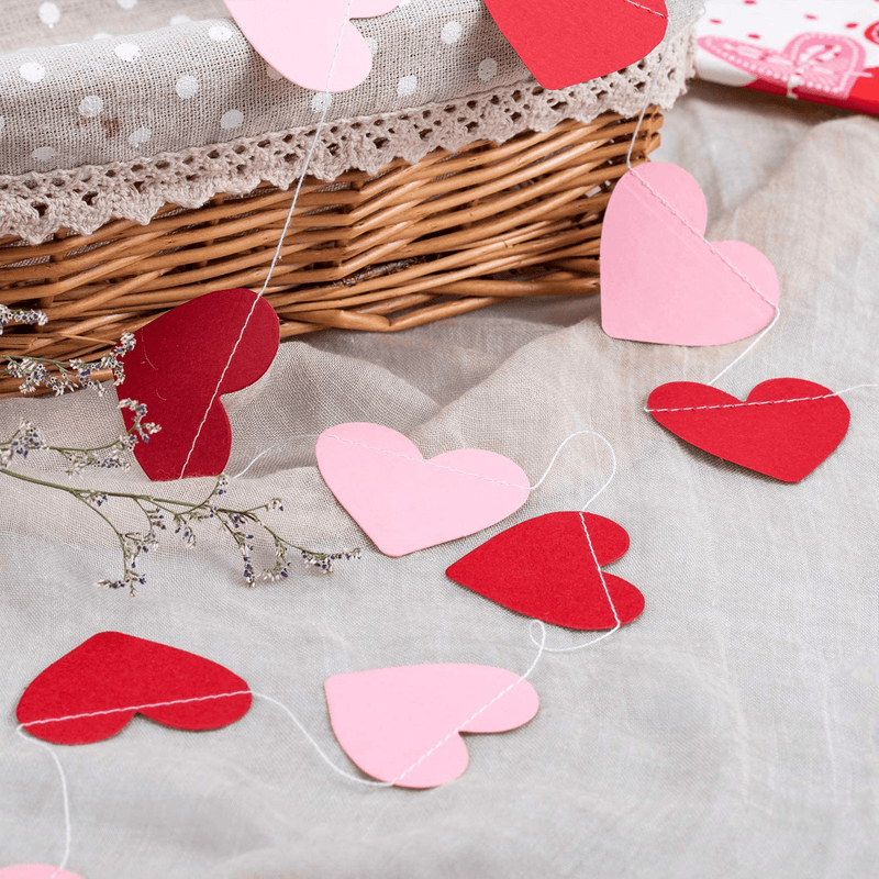 Whaline Valentine'S Day Heart Garland Valentines Bunting Banners String for Wedding, Party, Bridal Shower, Engagement, Home Decorations, Pack of 4