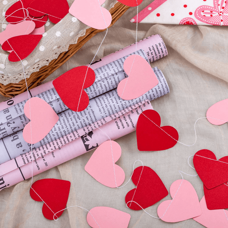Whaline Valentine'S Day Heart Garland Valentines Bunting Banners String for Wedding, Party, Bridal Shower, Engagement, Home Decorations, Pack of 4