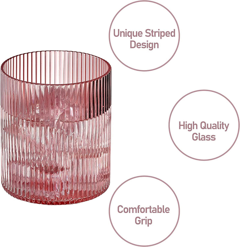 Whatamug Glass Iced Coffee Cups, Colored Drinking Glassware Goblet Set, Premium Stripes Cocktail Glasses, Glass Cups Set of 2 Colors for Kitchen Water Juice Wine Milk, Set of 2 Home & Garden > Kitchen & Dining > Tableware > Drinkware whatAmug   