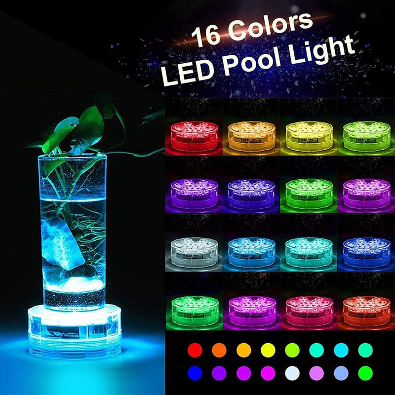 WHATOOK Underwater Submersible LED Lights for Bath Tub Waterproof Battery Operated Remote Control Wireless LED Lights for Hot Tub, Pond, Pool, Fountain, Waterfall, Aquarium, Party, Vase Base, 2 Pack Home & Garden > Pool & Spa > Pool & Spa Accessories WHATOOK   