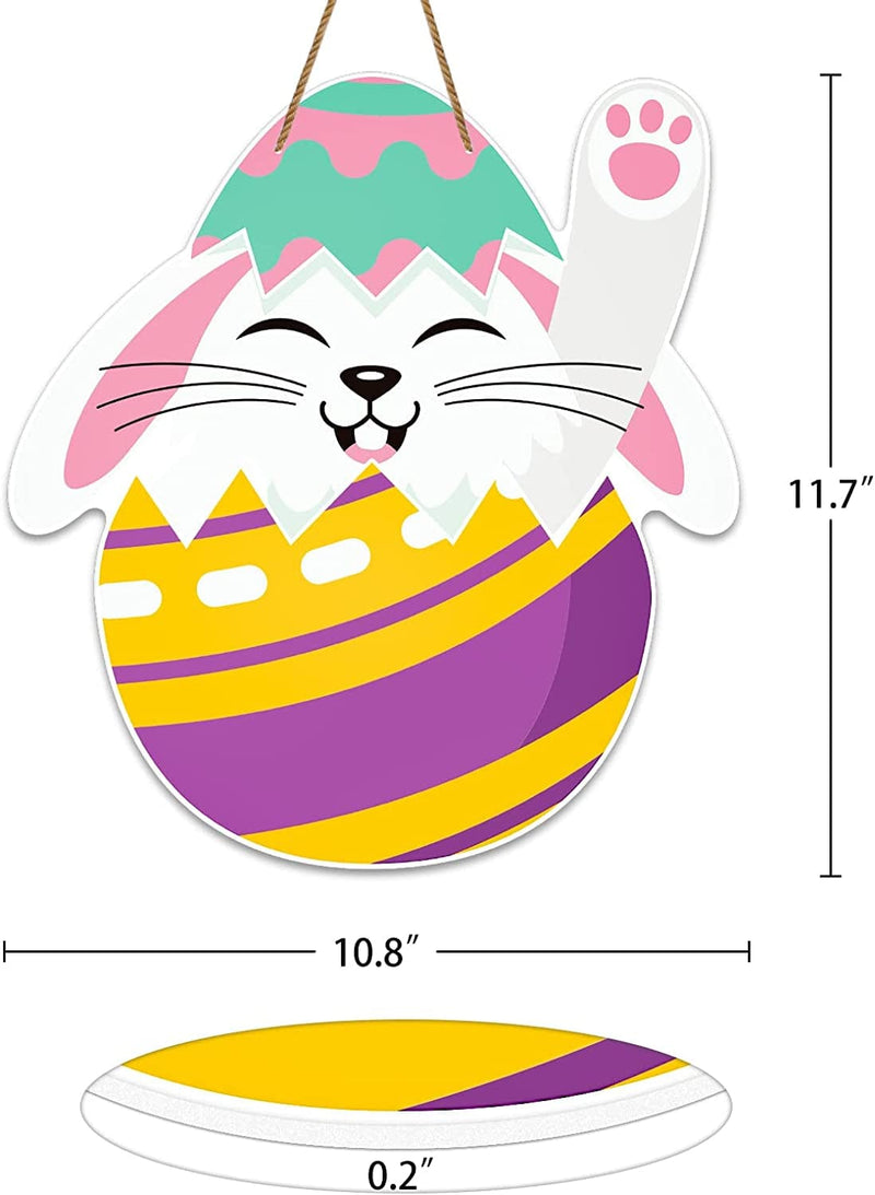 Whatsign Easter Door Decoration 10.8"X11.7" Happy Easter Bunny Eggs Door Sign Easter Eggs Door Wreath Wall Hanging Decor Signs for Home Indoor Outdoor Easter Party Spring Decorations Home & Garden > Decor > Seasonal & Holiday Decorations WhatSign   