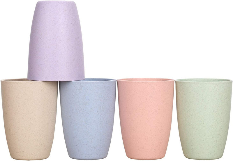 Wheat Straw Unbreakable Cup (12 Oz) - Reusable Drinking Glasses Set of 5 - Dishwasher Safe Tumbler - BPA Free & Eco-Friendly (5Pcs) Home & Garden > Kitchen & Dining > Tableware > Drinkware LuckyZone 5Pcs/5Color  