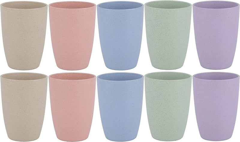 Wheat Straw Unbreakable Cup (12 Oz) - Reusable Drinking Glasses Set of 5 - Dishwasher Safe Tumbler - BPA Free & Eco-Friendly (5Pcs) Home & Garden > Kitchen & Dining > Tableware > Drinkware LuckyZone 10Pcs/5Color  