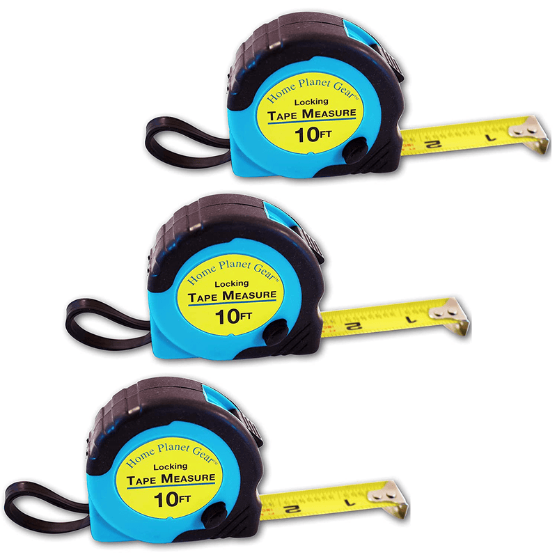 Where's My Tape Measure? - 10ft Tape Measure Retractable (3 Pack) Tape Measure with Fractions - Locking Small Measuring Tape - Accurate Measurement - Easy to Read & Easy to Find! Hardware > Tools > Measuring Tools & Sensors Home Planet Gear Blue  