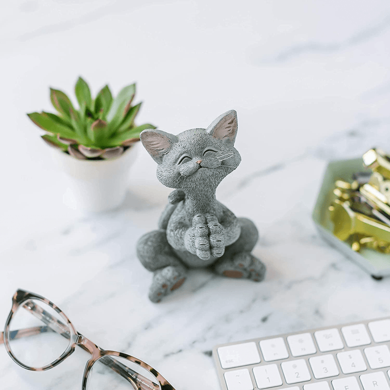 Whimsical Grey Cat Praying Figurine Cute Collectible - Happy Cat Collection - Cat Lover Gifts for Women, Cat Lover Gifts for Men, Cute Cat Gifts, Cat Office Desk Accessories, Cat Desk Decoration Home & Garden > Decor > Seasonal & Holiday Decorations& Garden > Decor > Seasonal & Holiday Decorations JFSM INC.   
