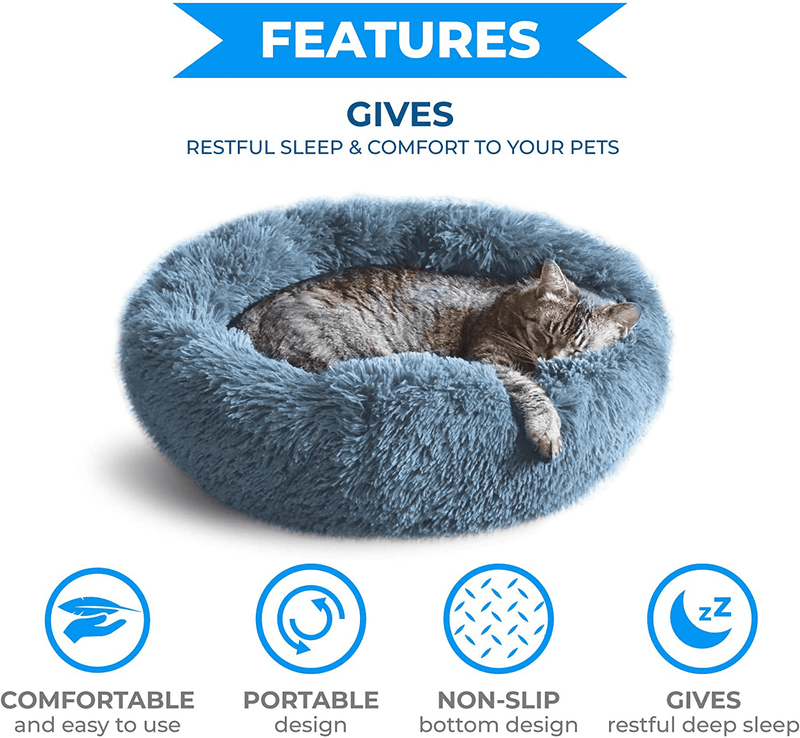 Whiskers & Friends Calming Cat Bed, Cat Bed for Indoor Cats, Calming Dog Bed for Small Dogs, Orthopedic Cat Bed, Donut Cat Bed, Dog Beds for Small Dogs, up to 25Lbs, Washable Animals & Pet Supplies > Pet Supplies > Cat Supplies > Cat Beds Whiskers & Friends   