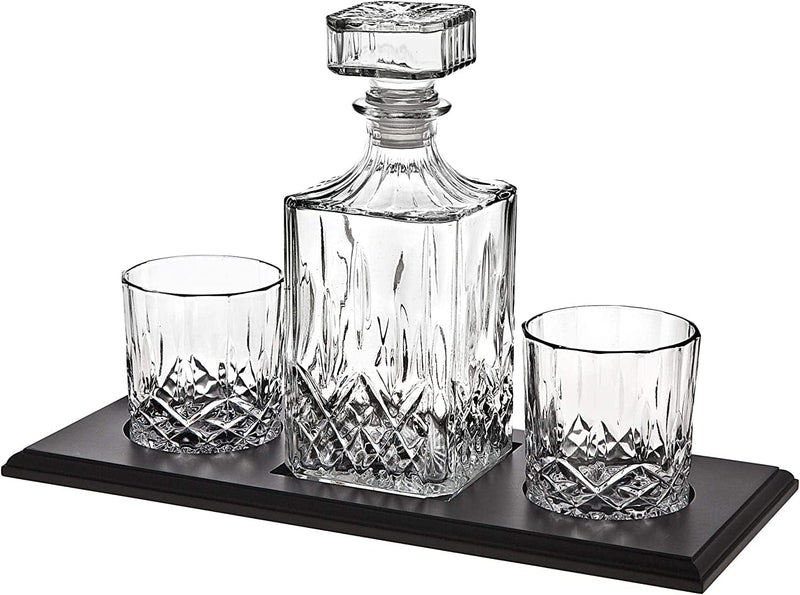 Whiskey Decanter and Glasses Barware Set, for Liquor Scotch Bourbon Wine or Vodka - Includes 2 Whisky Glasses on Wooden Display Tray Home & Garden > Kitchen & Dining > Barware Godinger   