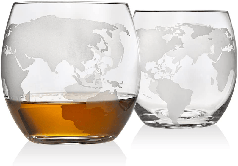 Whiskey Decanter Globe Set with 4 Etched Globe Whisky Glasses - for Liquor, Scotch, Bourbon, Vodka - 850ml Home & Garden > Kitchen & Dining > Barware Godinger   