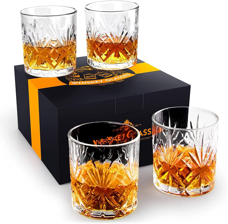Whiskey Glass Set of 4, Old Fashioned Glasses with Gift Box, 10Oz Rocks Glasses Barware for Whiskey, Bourbon, Scotch and Liquor Drinks, Gift for Men Home & Garden > Kitchen & Dining > Barware Rosoenvi 4 Count (Pack of 1)  