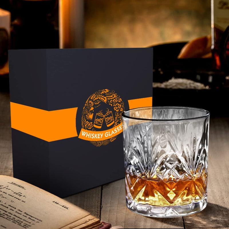 Whiskey Glass Set of 4, Old Fashioned Glasses with Gift Box, 10Oz Rocks Glasses Barware for Whiskey, Bourbon, Scotch and Liquor Drinks, Gift for Men Home & Garden > Kitchen & Dining > Barware Rosoenvi   