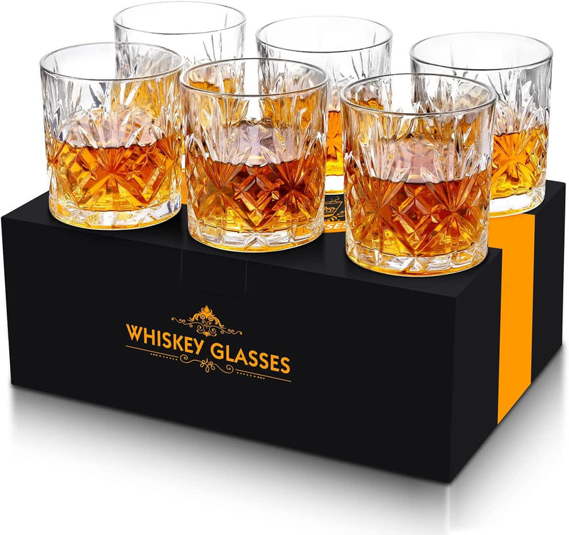 Whiskey Glass Set of 4, Old Fashioned Glasses with Gift Box, 10Oz Rocks Glasses Barware for Whiskey, Bourbon, Scotch and Liquor Drinks, Gift for Men Home & Garden > Kitchen & Dining > Barware Rosoenvi 6 Count  