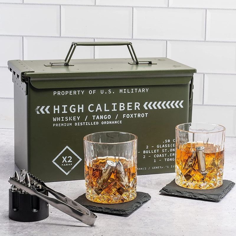 Whiskey Glasses and Whiskey Stones in Unique Tactical Box Display | Ideal Groomsmen Gifts Whiskey Gifts for Men | Bourbon Whiskey Cocktail Glasses, Slate Coasters and Tongs… (With Whiskey Stones) Home & Garden > Kitchen & Dining > Barware Titan LSO WITH Whiskey Stones  