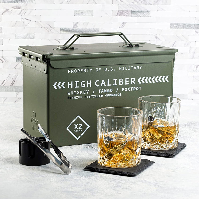 Whiskey Glasses and Whiskey Stones in Unique Tactical Box Display | Ideal Groomsmen Gifts Whiskey Gifts for Men | Bourbon Whiskey Cocktail Glasses, Slate Coasters and Tongs… (With Whiskey Stones) Home & Garden > Kitchen & Dining > Barware Titan LSO WITHOUT Whiskey Stones  