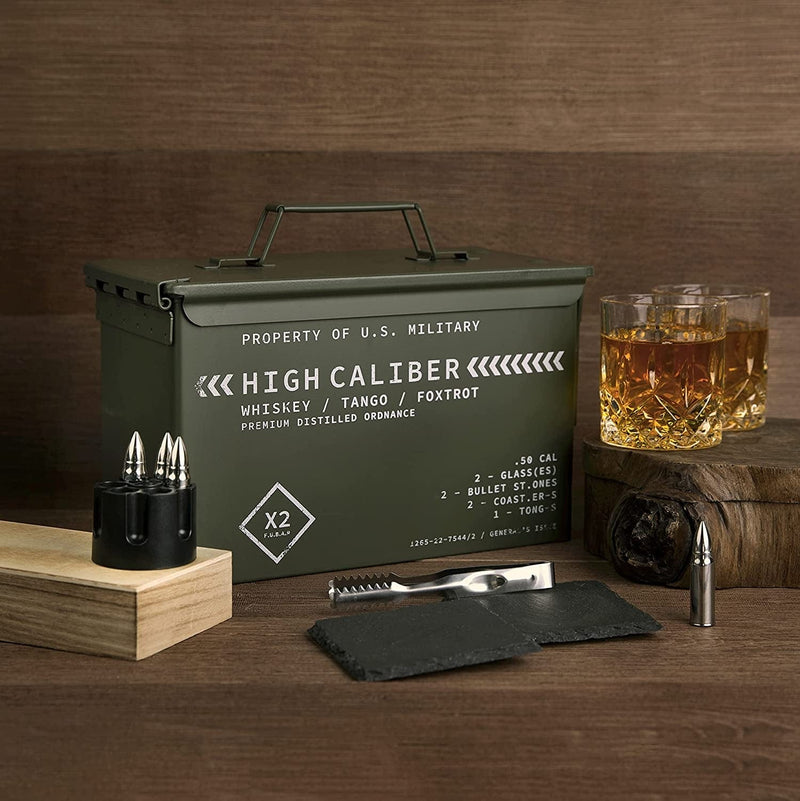 Whiskey Glasses and Whiskey Stones in Unique Tactical Box Display | Ideal Groomsmen Gifts Whiskey Gifts for Men | Bourbon Whiskey Cocktail Glasses, Slate Coasters and Tongs… (With Whiskey Stones) Home & Garden > Kitchen & Dining > Barware Titan LSO   