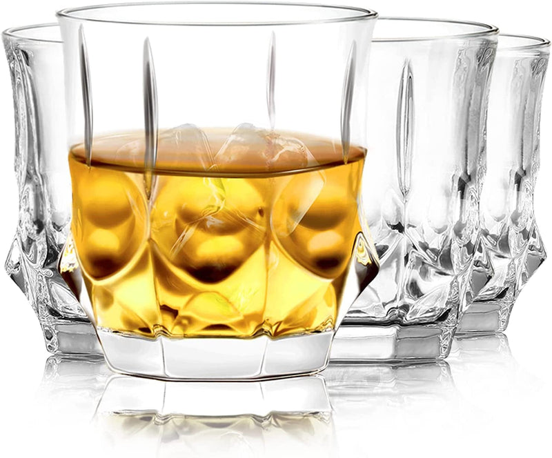 Whiskey Glasses, Old Fashioned Glasses Set of 4, Rocks Barware for Scotch, Bourbon, Cocktail Drinks and Liquor, Perfect for Party, Bars, Restaurants and Home (9.5Oz) Home & Garden > Kitchen & Dining > Barware ESFIVHO Rock Glasses 9.5oz  