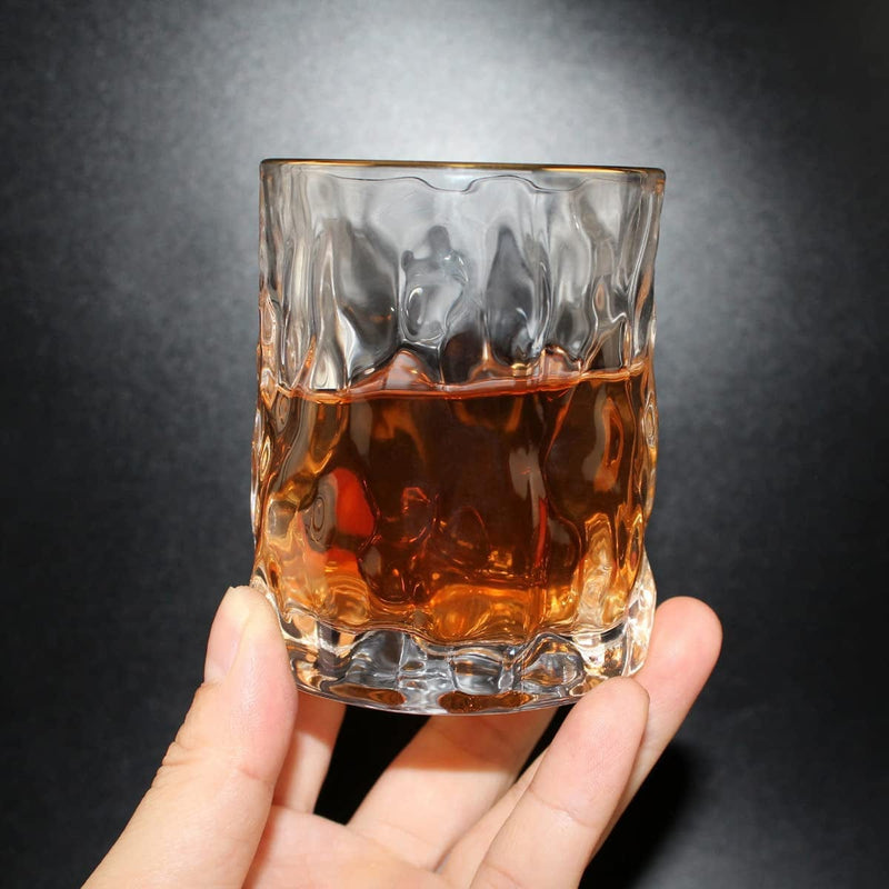 Whiskey Glasses Set of 2, Rock Glass Cups, Vintage Drinking Glasses, 7.4 Oz Crystal Old Fashioned Tumblers with Premium Gift Box - for Bourbon, Scotch, Cocktails, Tequila, Cognac Home & Garden > Kitchen & Dining > Tableware > Drinkware ANBFF   