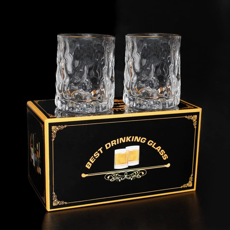 Whiskey Glasses Set of 2, Rock Glass Cups, Vintage Drinking Glasses, 7.4 Oz Crystal Old Fashioned Tumblers with Premium Gift Box - for Bourbon, Scotch, Cocktails, Tequila, Cognac Home & Garden > Kitchen & Dining > Tableware > Drinkware ANBFF   