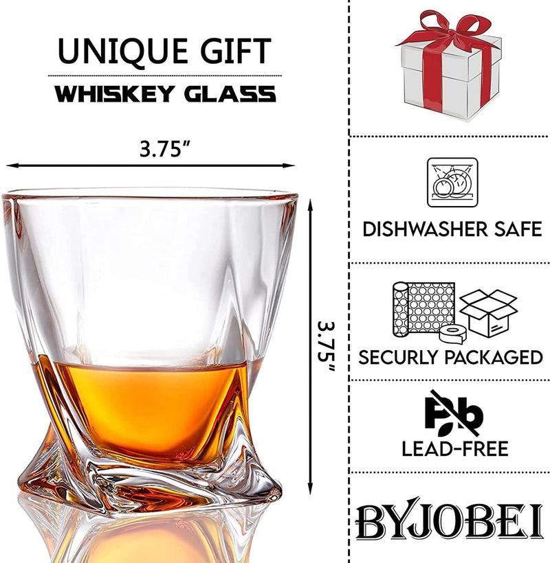 Whiskey Rocks Glass, Set of 2 Thick Weighted Bourbon Glasses , 2 Ice Ball Molds, 2 Coasters in Premium Box - 11 Oz Rum Drinkware for Enjoy Scotch Cocktail, Christmas Gifts Idea for Men Home & Garden > Kitchen & Dining > Tableware > Drinkware BYJOBEI   