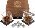 Whiskey Rocks Glasses Gift Set - Heavy Base Crystal Glass for Scotch Bourbon Drinker - Whisky Chilling Stones in Wooden Gift Box - Burbon Gift Set for Men - Idea for Birthday, Anniversary Fathers Day Home & Garden > Kitchen & Dining > Barware W WHISKOFF New Release: Wave Glass  