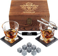 Whiskey Rocks Glasses Gift Set - Heavy Base Crystal Glass for Scotch Bourbon Drinker - Whisky Chilling Stones in Wooden Gift Box - Burbon Gift Set for Men - Idea for Birthday, Anniversary Fathers Day Home & Garden > Kitchen & Dining > Barware W WHISKOFF Best Seller: Twist Glass  