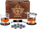 Whiskey Rocks Glasses Gift Set - Heavy Base Crystal Glass for Scotch Bourbon Drinker - Whisky Chilling Stones in Wooden Gift Box - Burbon Gift Set for Men - Idea for Birthday, Anniversary Fathers Day Home & Garden > Kitchen & Dining > Barware W WHISKOFF Best Seller: Circle Glass  