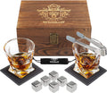 Whiskey Rocks Glasses Gift Set - Heavy Base Crystal Glass for Scotch Bourbon Drinker - Whisky Chilling Stones in Wooden Gift Box - Burbon Gift Set for Men - Idea for Birthday, Anniversary Fathers Day Home & Garden > Kitchen & Dining > Barware W WHISKOFF New Release: Twist Glass  