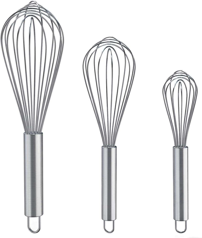 Whisks for Cooking, 3 Pack Stainless Steel Whisk for Blending, Whisking, Beating and Stirring, Enhanced Version Balloon Wire Whisk Set, 8"+10"+12" Home & Garden > Kitchen & Dining > Kitchen Tools & Utensils Plateau ELK   