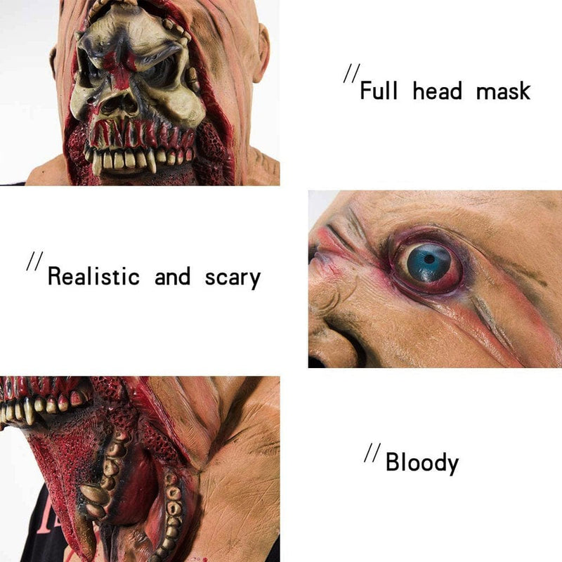 White/Brown Mask Latex Zombie Melting Face Halloween Costume Party, Cosplay, Haunted House Decoration,16.5In*11In/62Cm