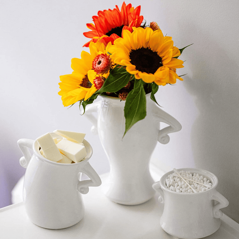 White Ceramic Vase, White vases for Decor - White Flower vase Handmade Decorative Vase, Hip, Elegant, Classy Tall Flower Vase for Flowers, White vases for Decor Farmhouse Decor, Living Room Decor Home & Garden > Decor > Vases JUDITH BLOOM   