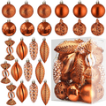 White Christmas Ball Ornaments for Christmas Decorations - 24 Pieces Xmas Tree Shatterproof Ornaments with Hanging Loop for Holiday and Party Decoration (Combo of 8 Ball and Shaped Styles) Home & Garden > Decor > Seasonal & Holiday Decorations& Garden > Decor > Seasonal & Holiday Decorations Prextex Copper  
