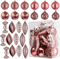 White Christmas Ball Ornaments for Christmas Decorations - 24 Pieces Xmas Tree Shatterproof Ornaments with Hanging Loop for Holiday and Party Decoration (Combo of 8 Ball and Shaped Styles) Home & Garden > Decor > Seasonal & Holiday Decorations& Garden > Decor > Seasonal & Holiday Decorations Prextex Rose Gold  