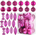 White Christmas Ball Ornaments for Christmas Decorations - 24 Pieces Xmas Tree Shatterproof Ornaments with Hanging Loop for Holiday and Party Decoration (Combo of 8 Ball and Shaped Styles) Home & Garden > Decor > Seasonal & Holiday Decorations& Garden > Decor > Seasonal & Holiday Decorations Prextex Fuchsia  