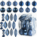 White Christmas Ball Ornaments for Christmas Decorations - 24 Pieces Xmas Tree Shatterproof Ornaments with Hanging Loop for Holiday and Party Decoration (Combo of 8 Ball and Shaped Styles) Home & Garden > Decor > Seasonal & Holiday Decorations& Garden > Decor > Seasonal & Holiday Decorations Prextex Midnight Blue  